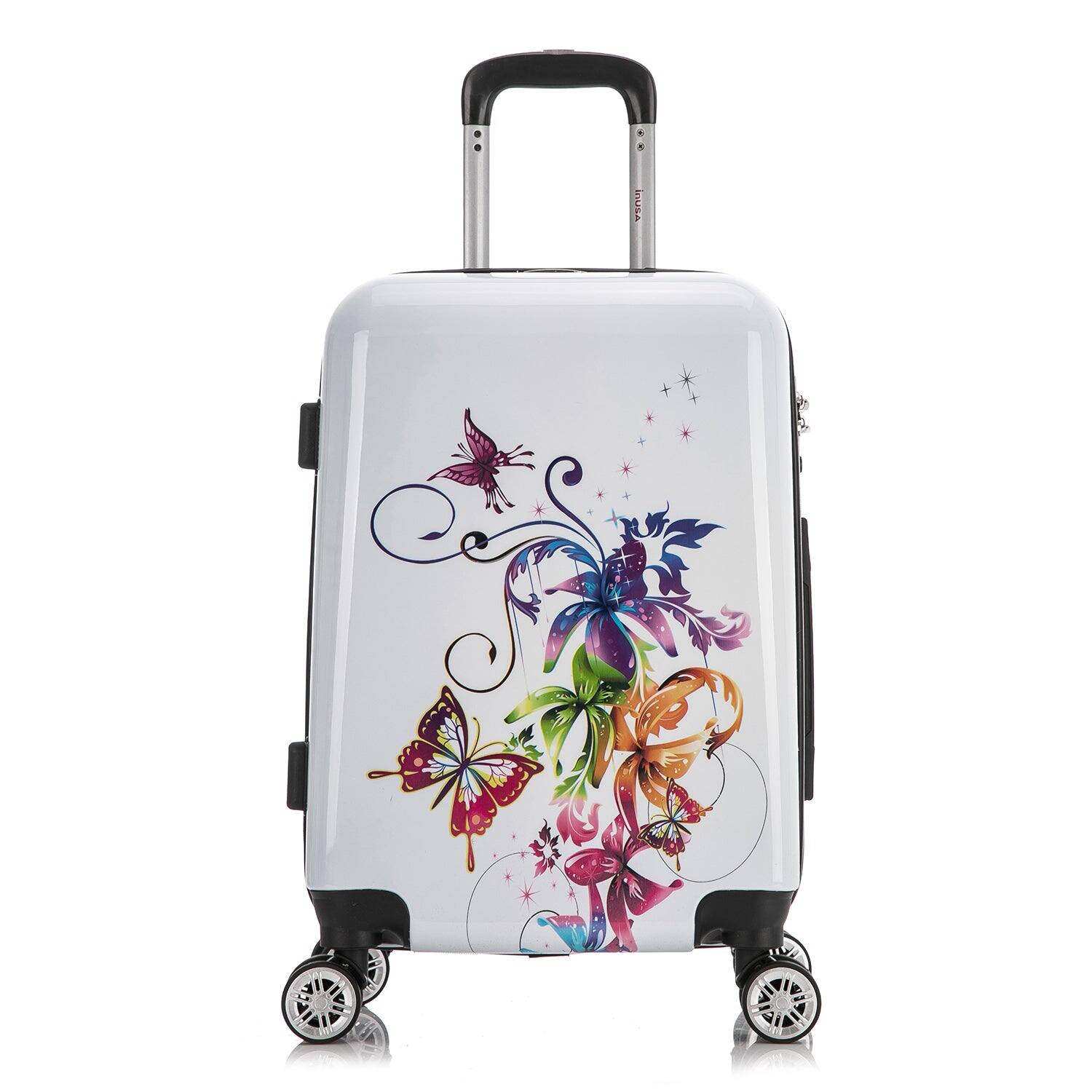 Angle. InUSA - Fusion Prints lightweight hardside Spinner Luggage 20" carry-on - FUSION.