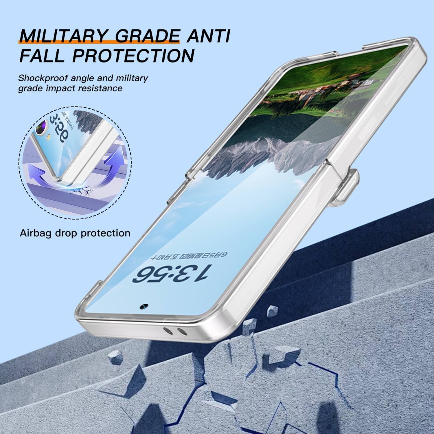 MILITARY GRADE ANTI FALL PROTECTION

Shockproof angle and military grade impact resistance

Airbag drop protection