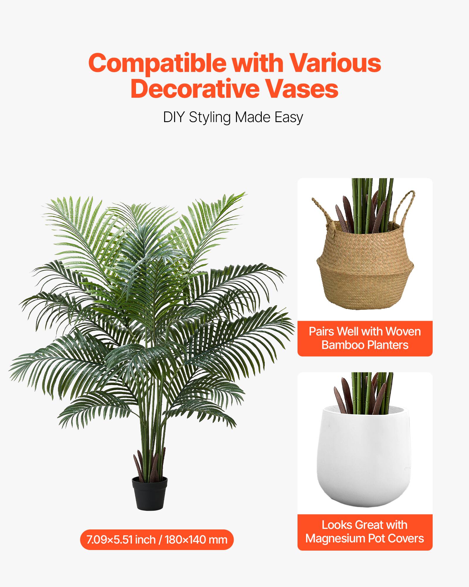 Compatible with Various Decorative Vases  
DIY Styling Made Easy  

Pairs Well with Woven Bamboo Planters  

Looks Great with Magnesium Pot Covers  

7.09x5.51 inch / 180x140 mm