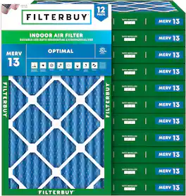 Filterbuy - 22x36x2 MERV 13 Smoke & Allergy Defense, Electrostatic Pleated HVAC AC Furnace Air Filters Replacement (12-Pack) - Blue