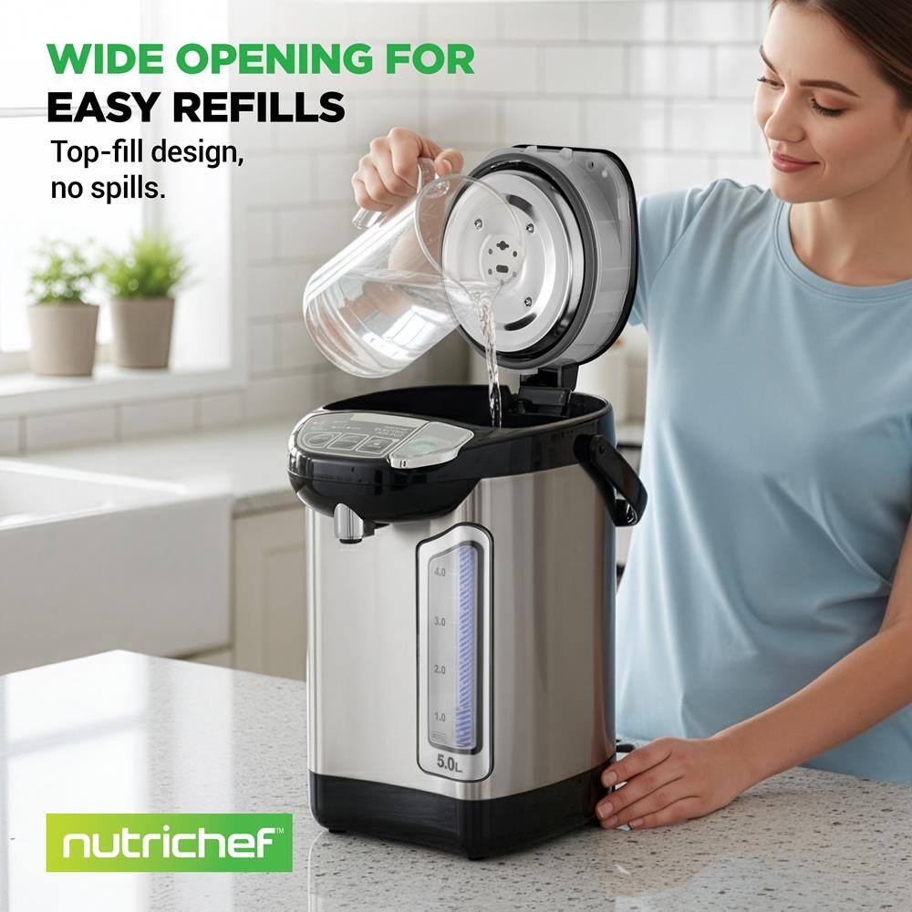 WIDE OPENING FOR EASY REFILLS  
Top-fill design, no spills.  

4.8 3.0 2.0 1.0 5.0L nutrichef