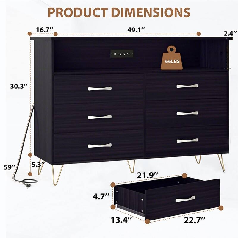PRODUCT DIMENSIONS  
16.7" x 49.1" x 2.4"  
66LBS  
30.3" x 59" x 5.3"  
21.9" x 13.4" x 4.7"  
22.7" x 8.4"