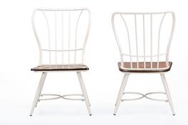 Baxton Studio - Longford "Dark-Walnut" Wood and Metal Vintage Industrial Dining Chair - "Walnut" Brown/White