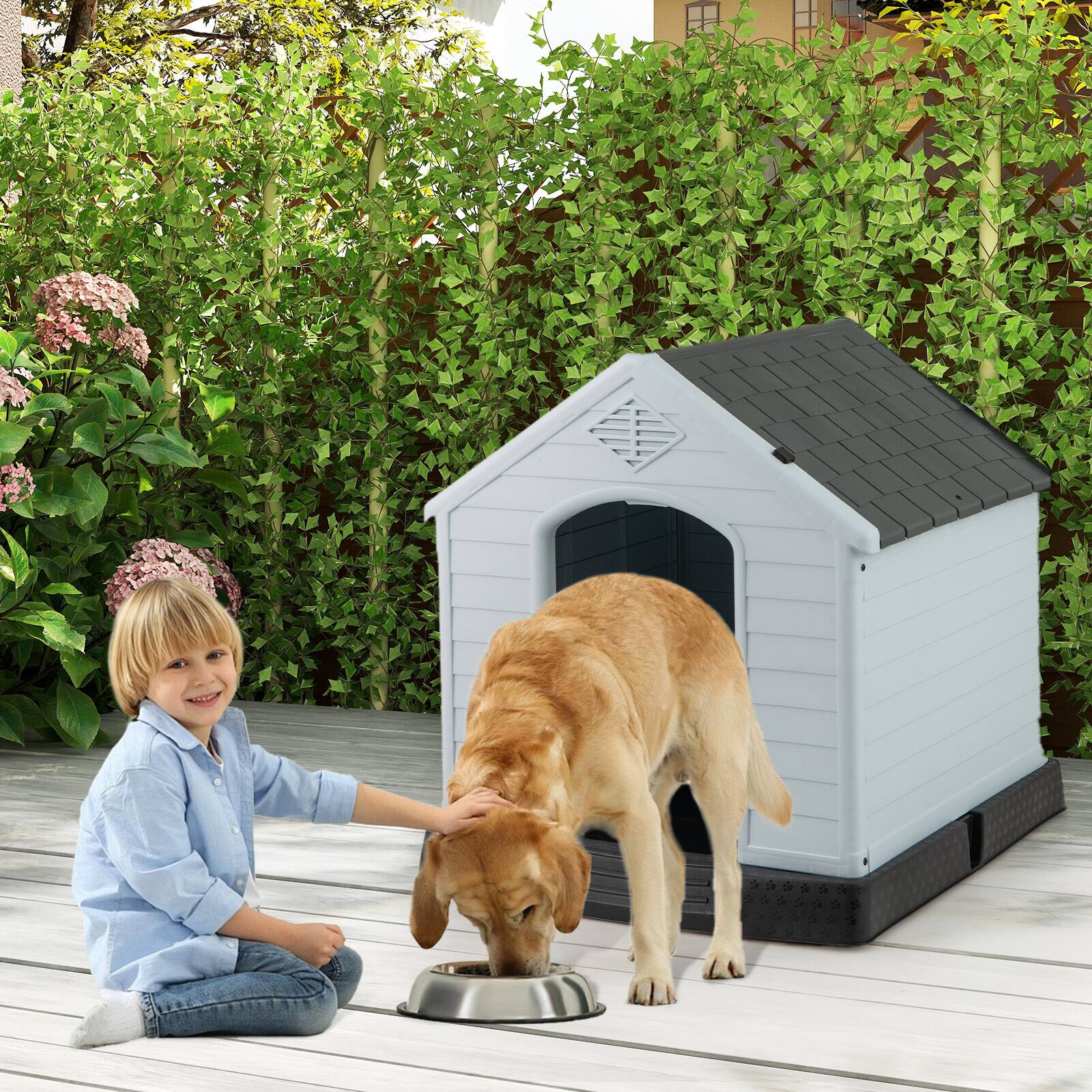 Alt View 9. Gymax - Gymax Dog House Pet Puppy Shelter Waterproof Indoor/Outdoor Ventilate Gray.