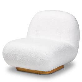 Baxton Studio - Paiva Modern and Contemporary Boucle Upholstered and Brushed Gold Finished Accent Chair - White/Gold