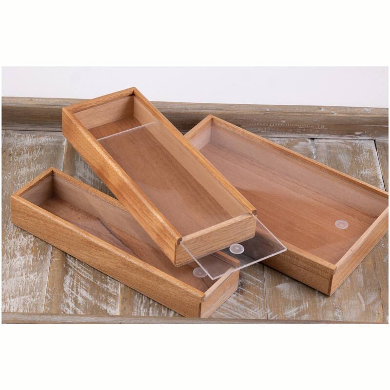 Alt View 5. Prestige - 5 Cigar Promotional Box with Sliding Top - Clear Finish.