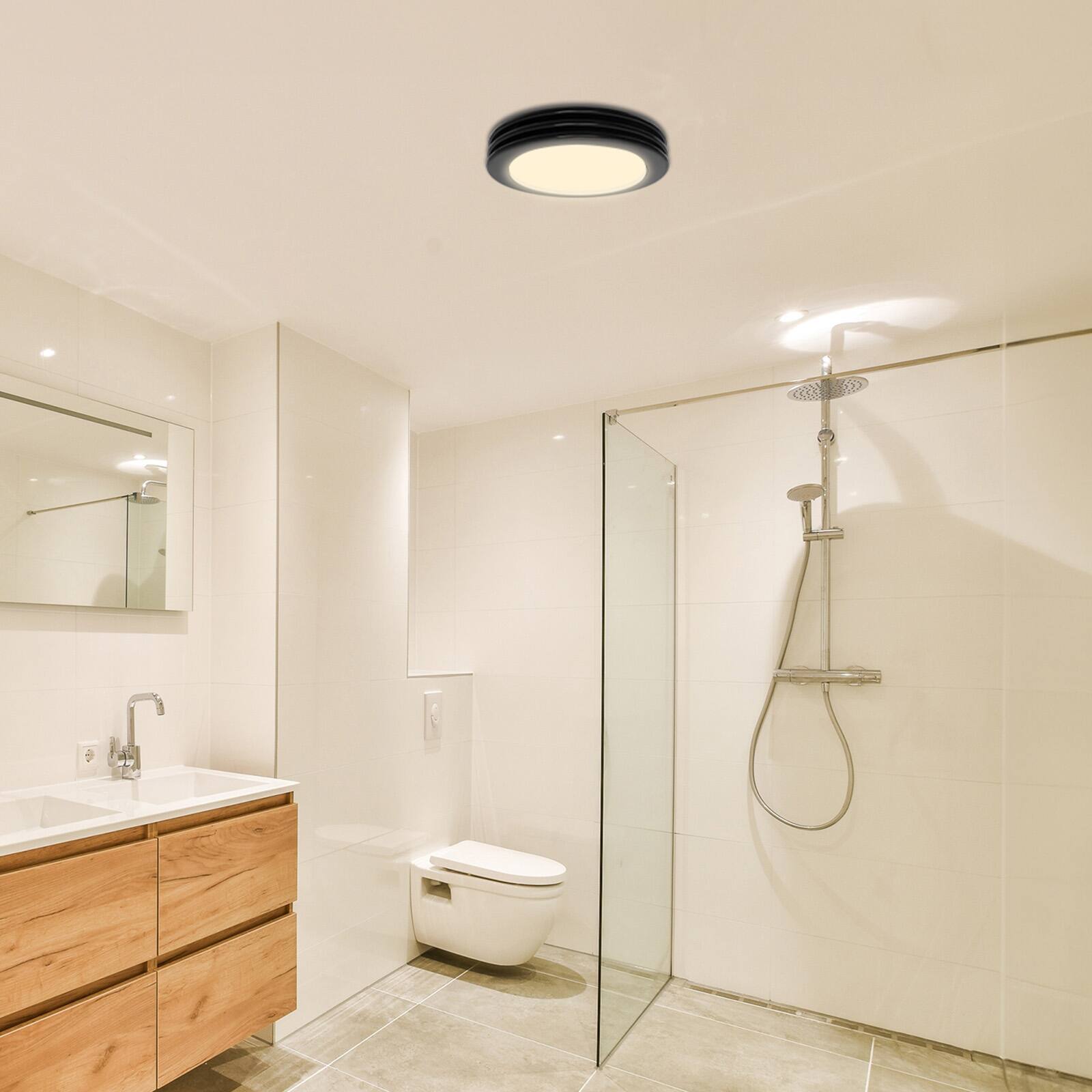 Alt View 5. Akicon - Bathroom Exhaust Fan with Light, 80 CFM 2 Sones, 15 Watt Dimmable 3000K/4000K/5500K 3CCT LED Light  Matte black - Black.