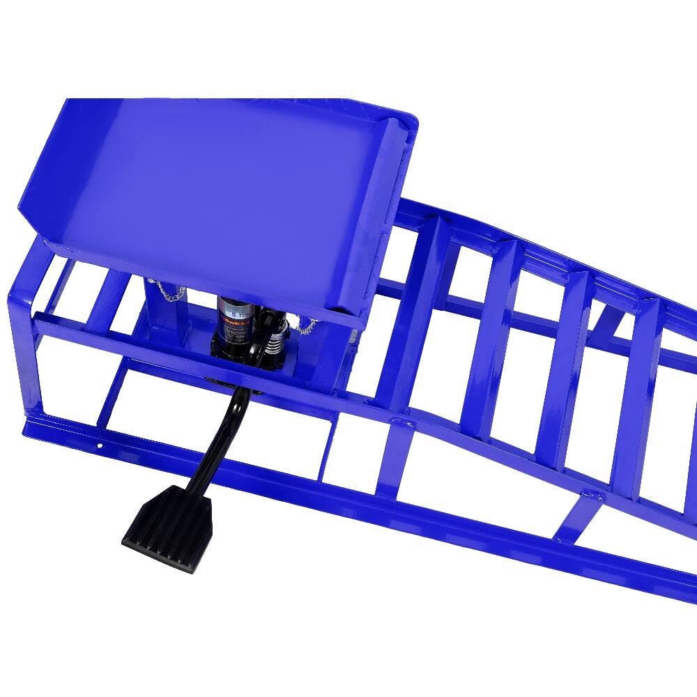 Alt View 4. Ropilly - Ropilly 5 Ton Hydraulic Car Ramps Truck Service Lifts with Pedal Auto Repair Frame 2 Pack Blue.