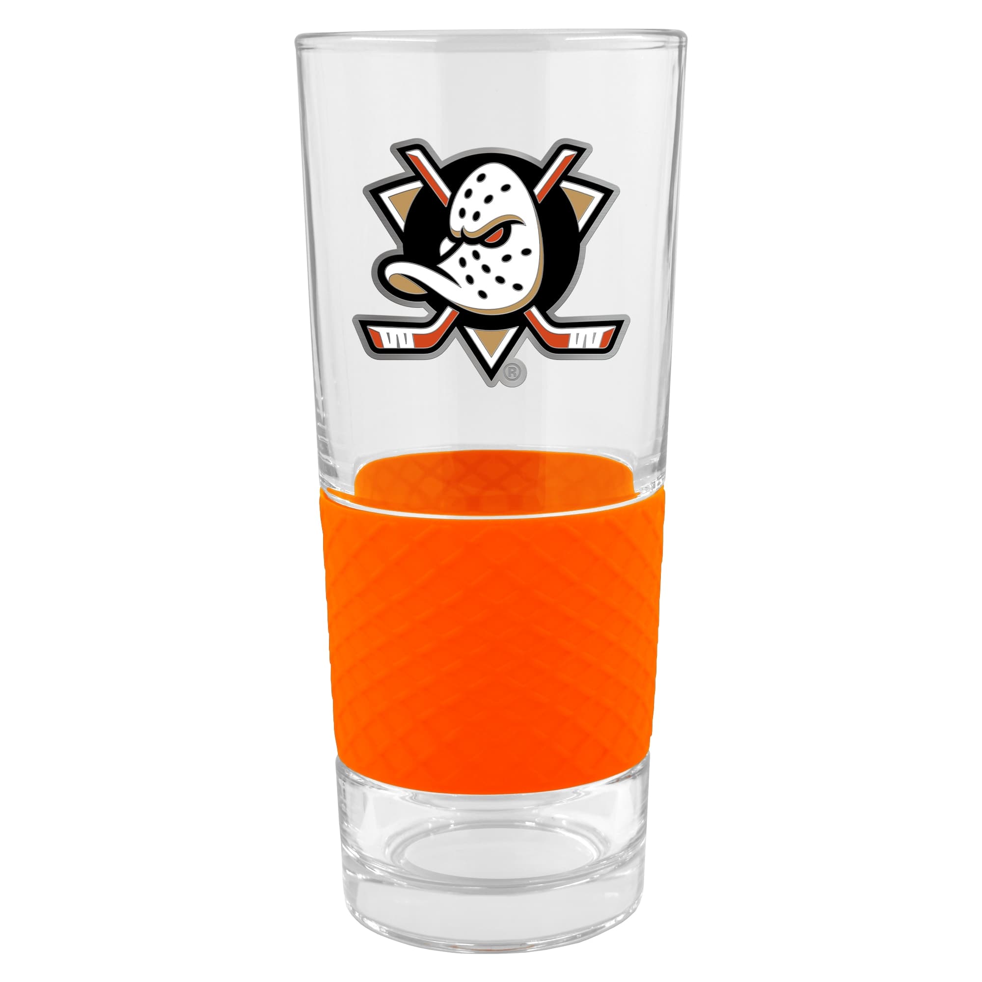 Front. Great American Products - Anaheim Ducks 22oz. Pilsner Glass with Silicone Grip - Orange.