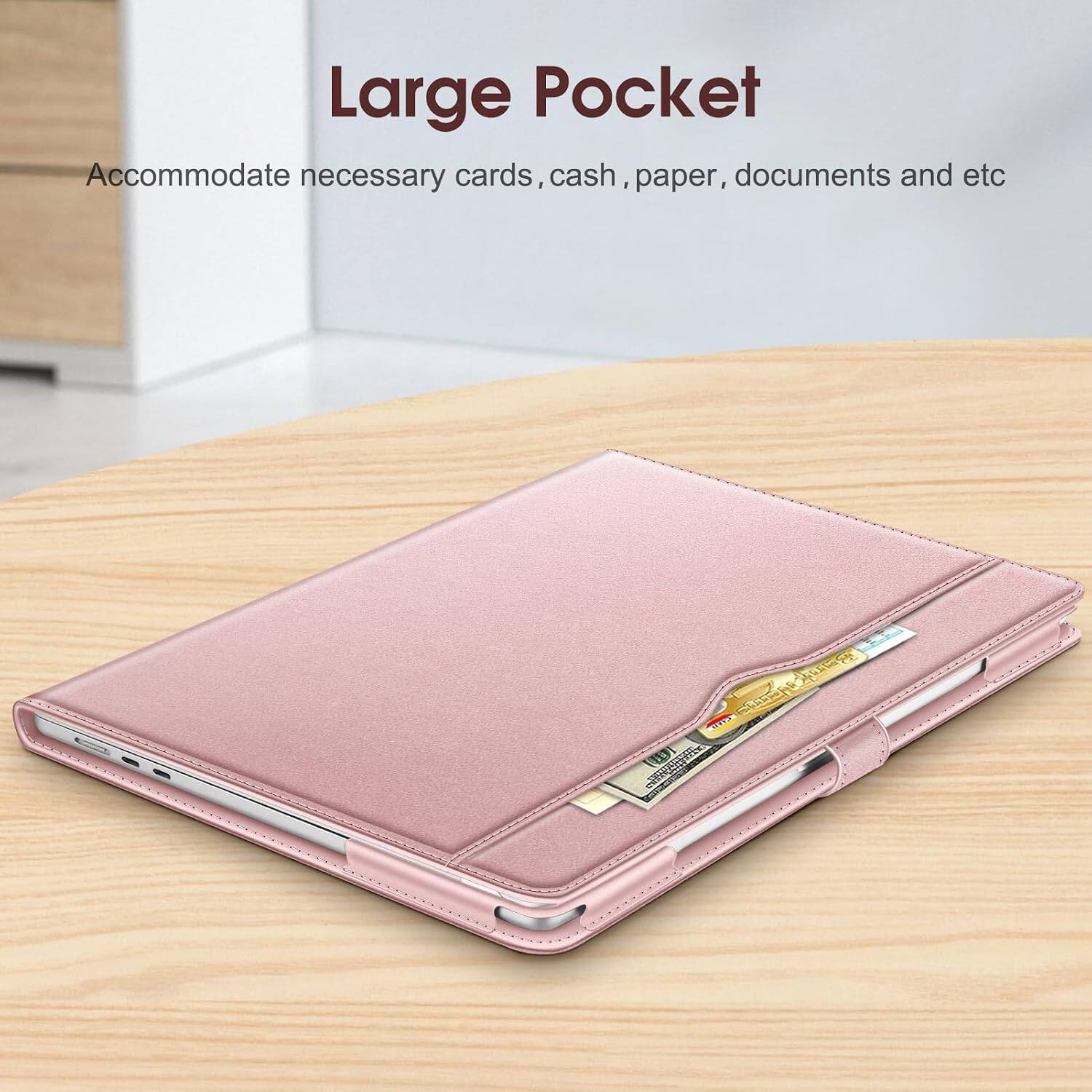 Large Pocket  
Accommodate necessary cards, cash, paper, documents and etc
