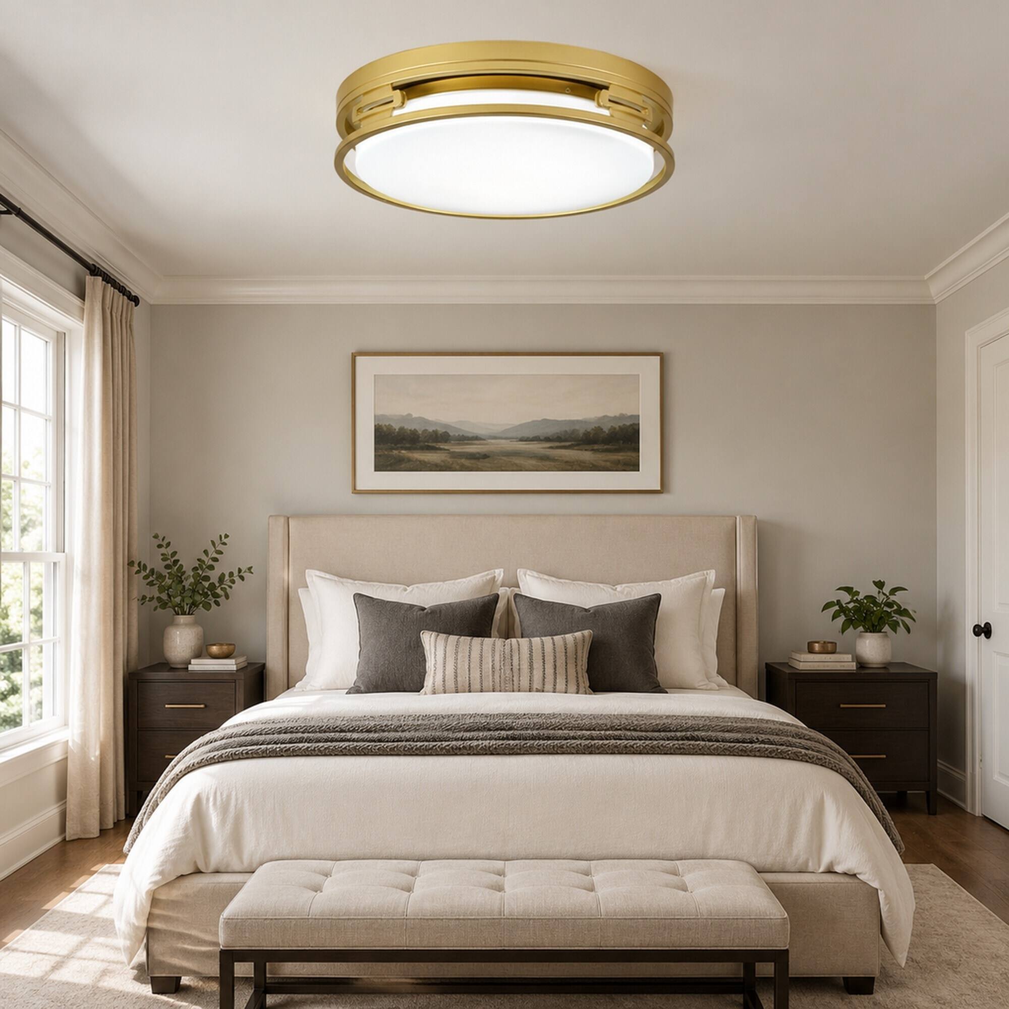 RYHNUYNE 12 Flush Mount Ceiling Light, Double Ring LED, 3 Color ...