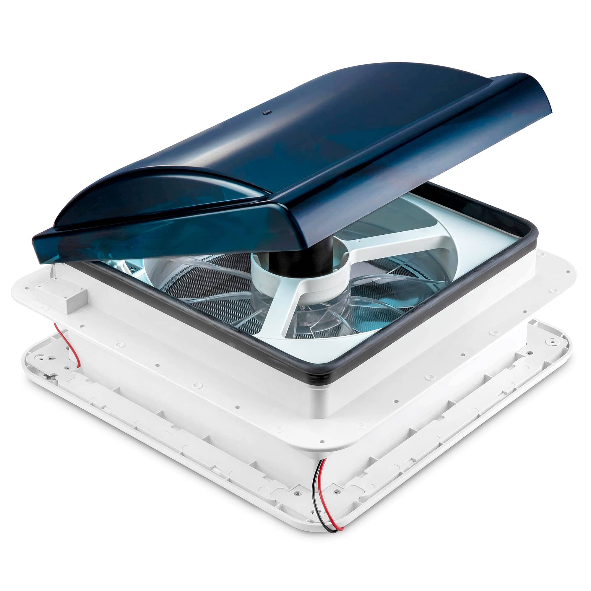 Hike Crew - 14” RV Roof Vent Fan, 12V Manual Camper Fan with 3-Speeds & LED Light - Lid - Smoked