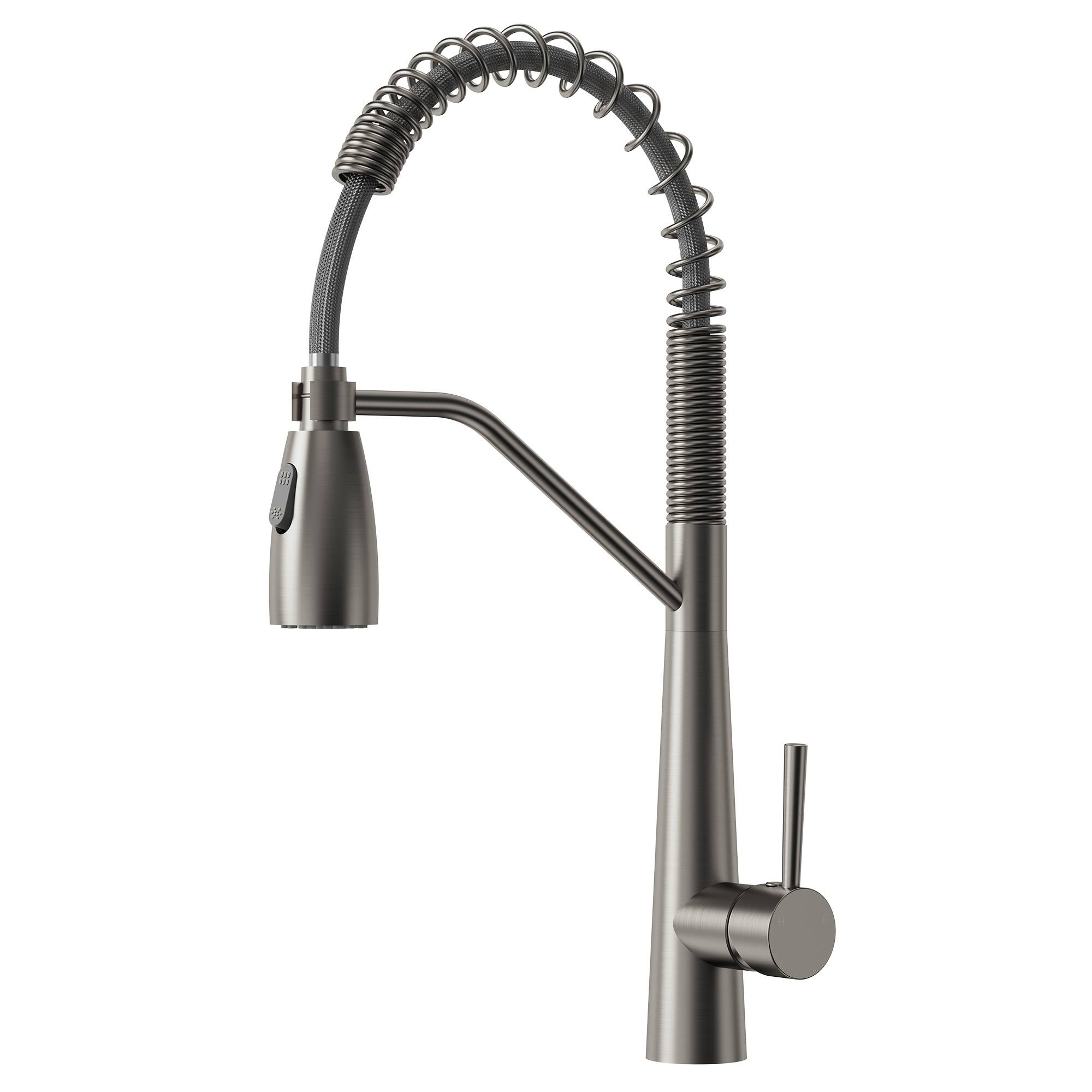 Front. GRANDJOY - Kitchen Faucet with Pull-Down Sprayer and Spring Spout for Modern Kitchen Renovation - Brushed Nickel.
