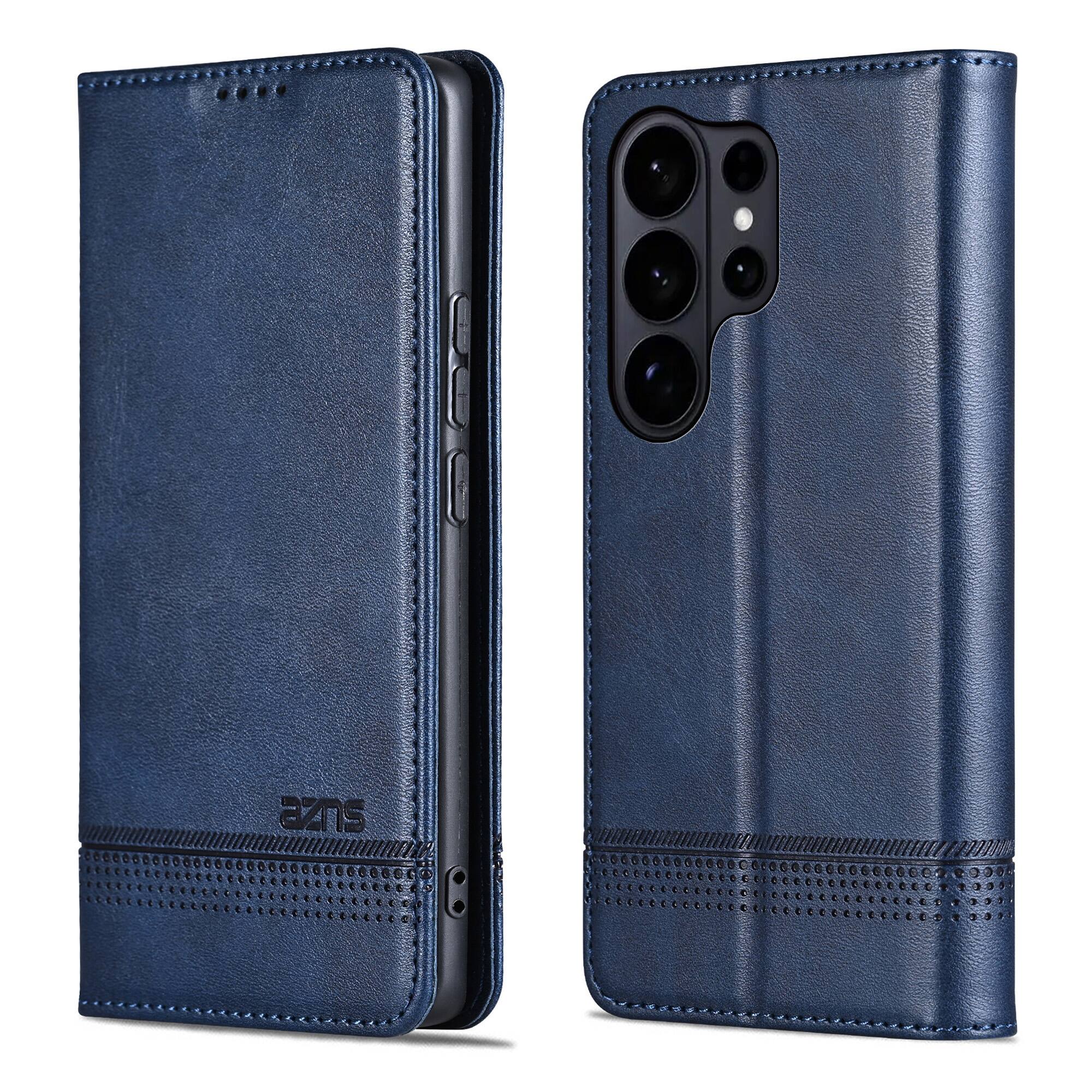 Angle. UUCOVER - Wallet Case for Samsung Galaxy S26 Ultra,PU Leather Wallet Folio Case with Card Slots Shockproof Kickstand Cover - Blue.