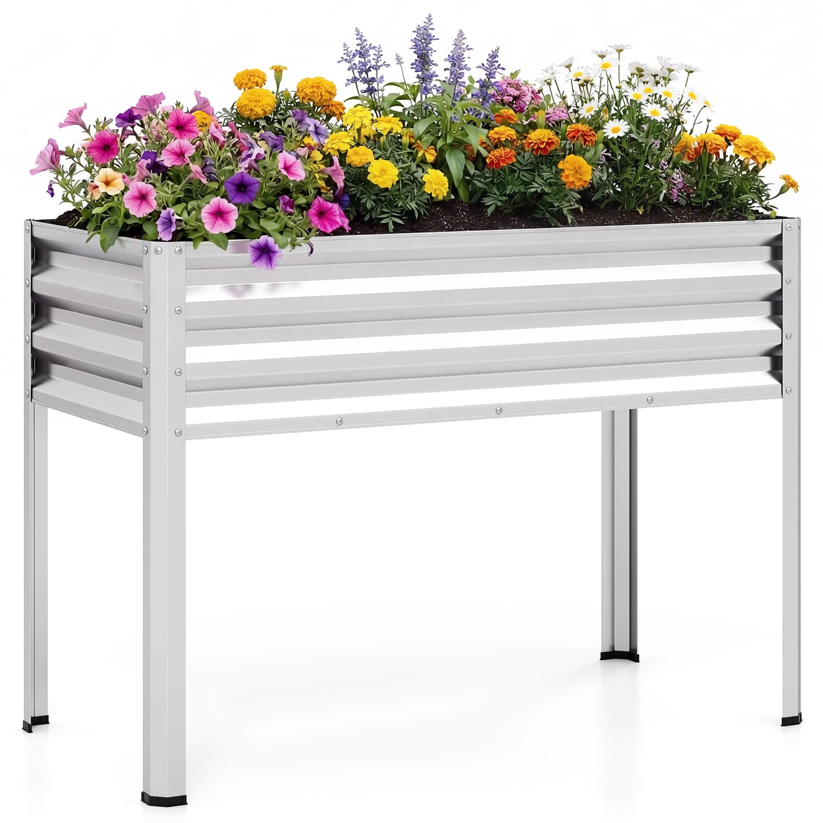 Costway - 1 PCS Raised Garden Bed with Legs, Electro-Coating Metal Large Elevated Planter Box - Silver price history on PriceWatchPro