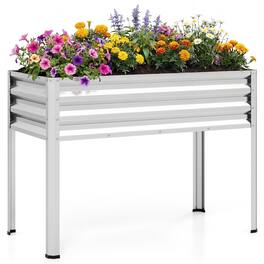 Costway - 1 PCS Raised Garden Bed with Legs, Electro-Coating Metal Large Elevated Planter Box - Silver