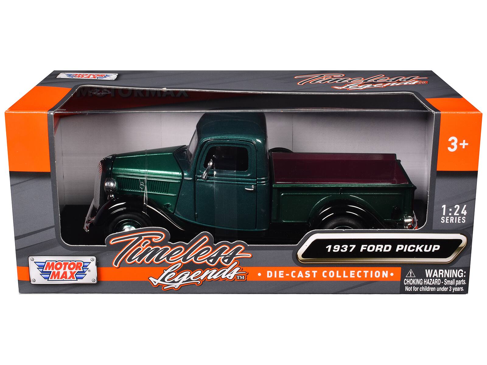 PEEA A METORMAX Mie edCri FEn 3+ 1:24 SERIES Timeless 1937 FORD PICKUP MOTOR MAX Legends TM DIE-CAST COLLECTION WARNING: CHOKING HAZARD-Small parts. Not for children under 3 years.
