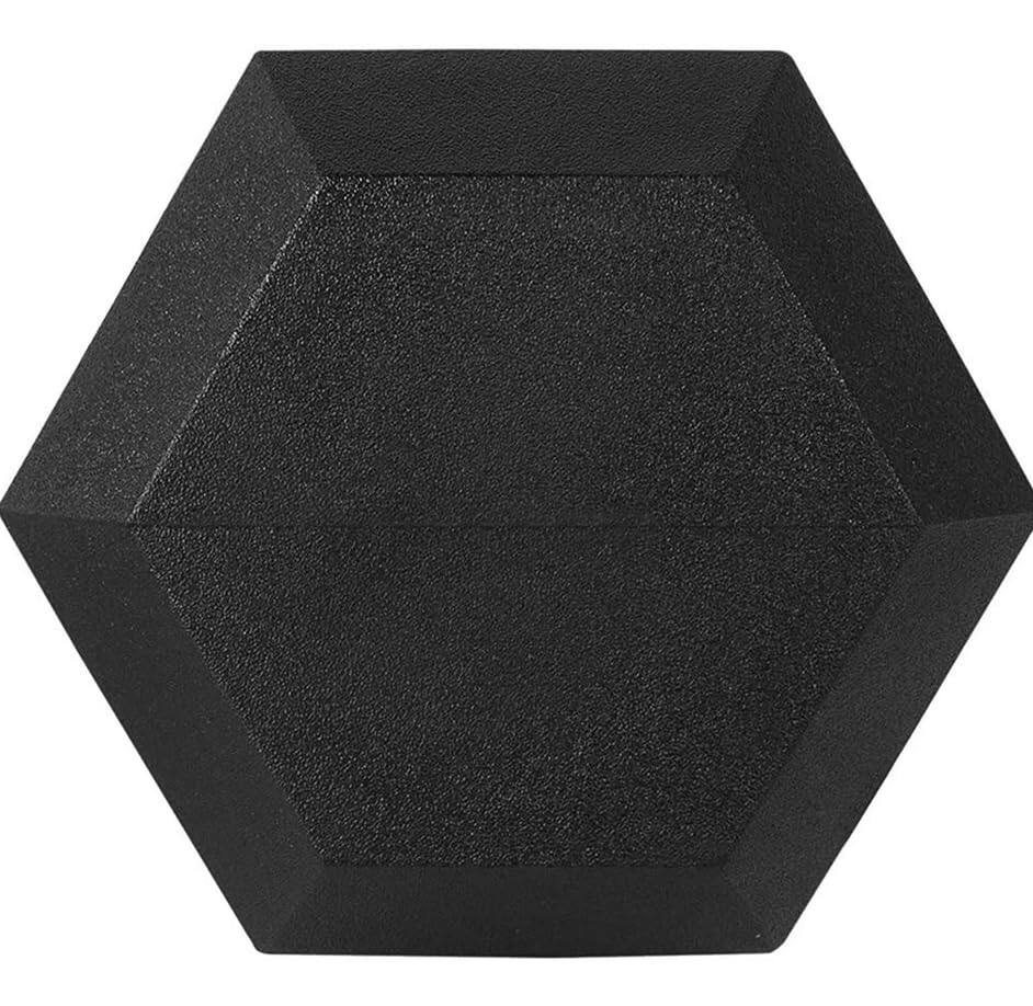 Left. Amber Sporting Goods - Barbell Rubber encased Hex Dumbbell Weights Sold as a Pairs, 50 LB - Black.