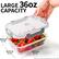 LARGE 36OZ CAPACITY
WITH LID 2.7 in
WITH LID 6.2 in
WITH LID 8.2 in
Note: Lid is NOT microwave or oven safe