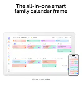Aluratek - 21.5" Smart WiFi Digital Calendar and Photo Frame with Touchscreen IPS Display, No Subscription Fee and 32GB - White