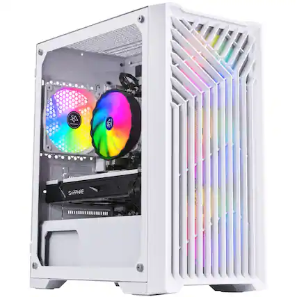 Front. Blackout Computers - Eclipse V3 - Gaming Desktop - Intel 12th Gen CPU - AMD RX 580 8G - 16GB DDR5 RAM - 1TB M.2 SSD - Windows 11 Pro - RGB VR - Matte White.