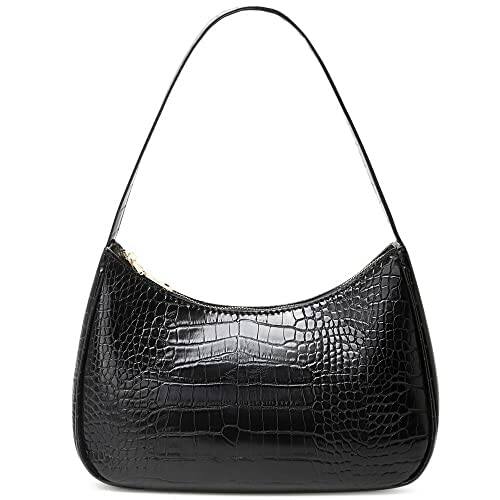 Front. DORLUKFU - Shoulder Bags for Women, Cute Hobo Tote Handbag Mini Clutch Purse with Zipper Closure - Crocodile&black.