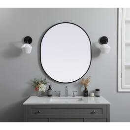 Elegant Decor - Metal Frame Oval Mirror 30x36 Inch - Black