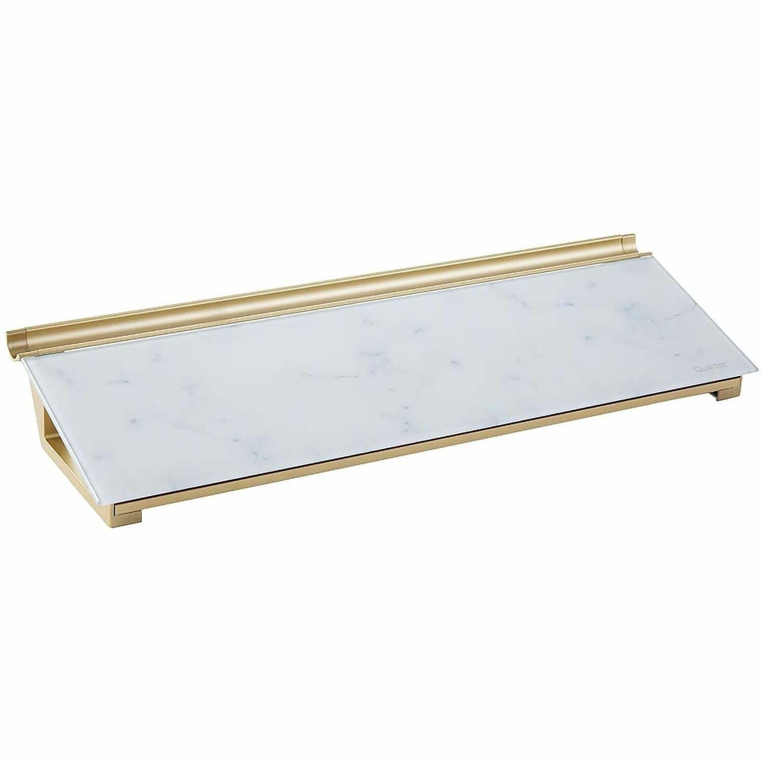 Quartet - Glass Dry Erase Desktop Computer Pad 6" x 18" Marble Glass Surface Rectangle Horizontal Desktop - Silver