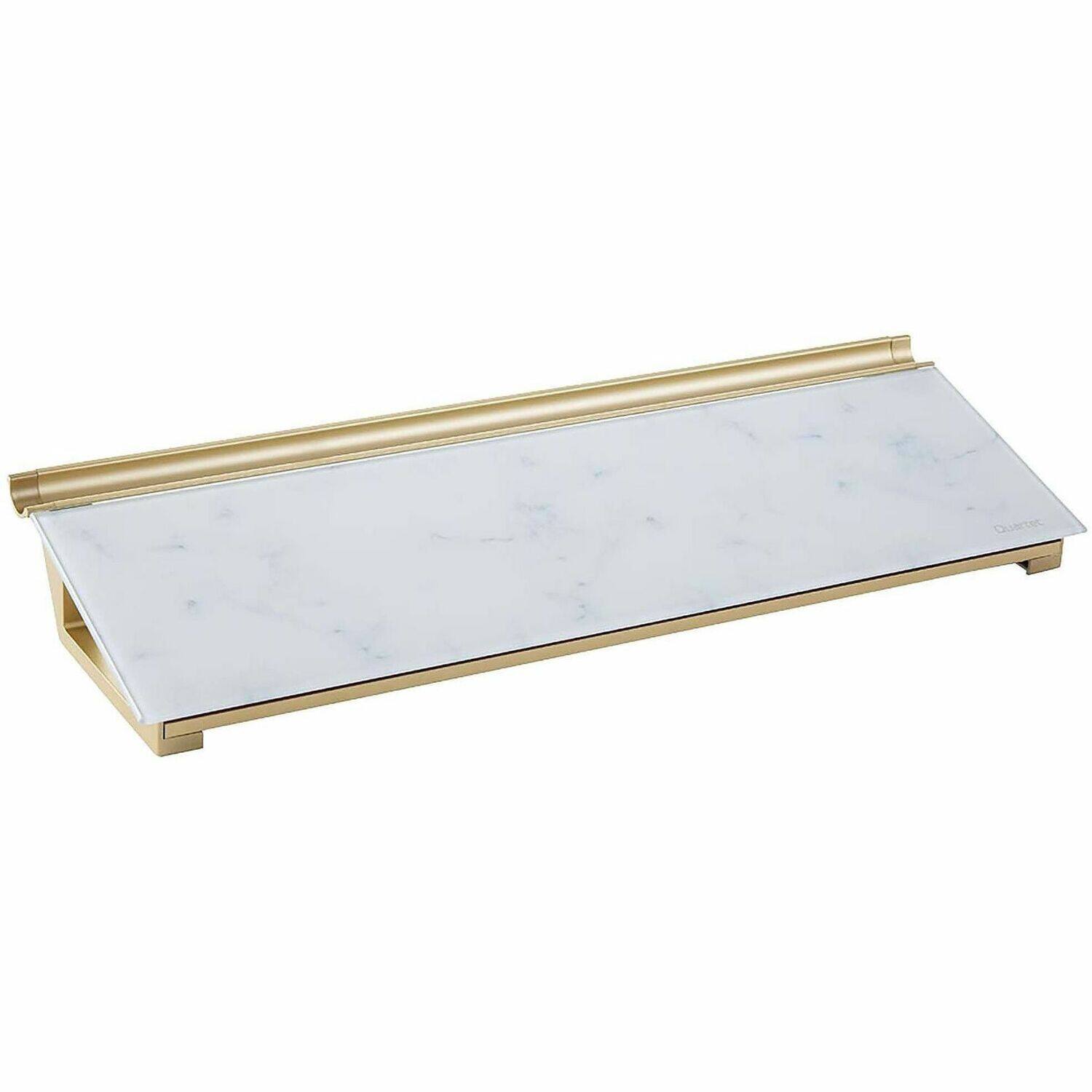 Front. Quartet - Quartet Glass Dry Erase Desktop Computer Pad 6"  x 18" Marble Glass Surface Rectangle Horizontal Desktop - Silver.