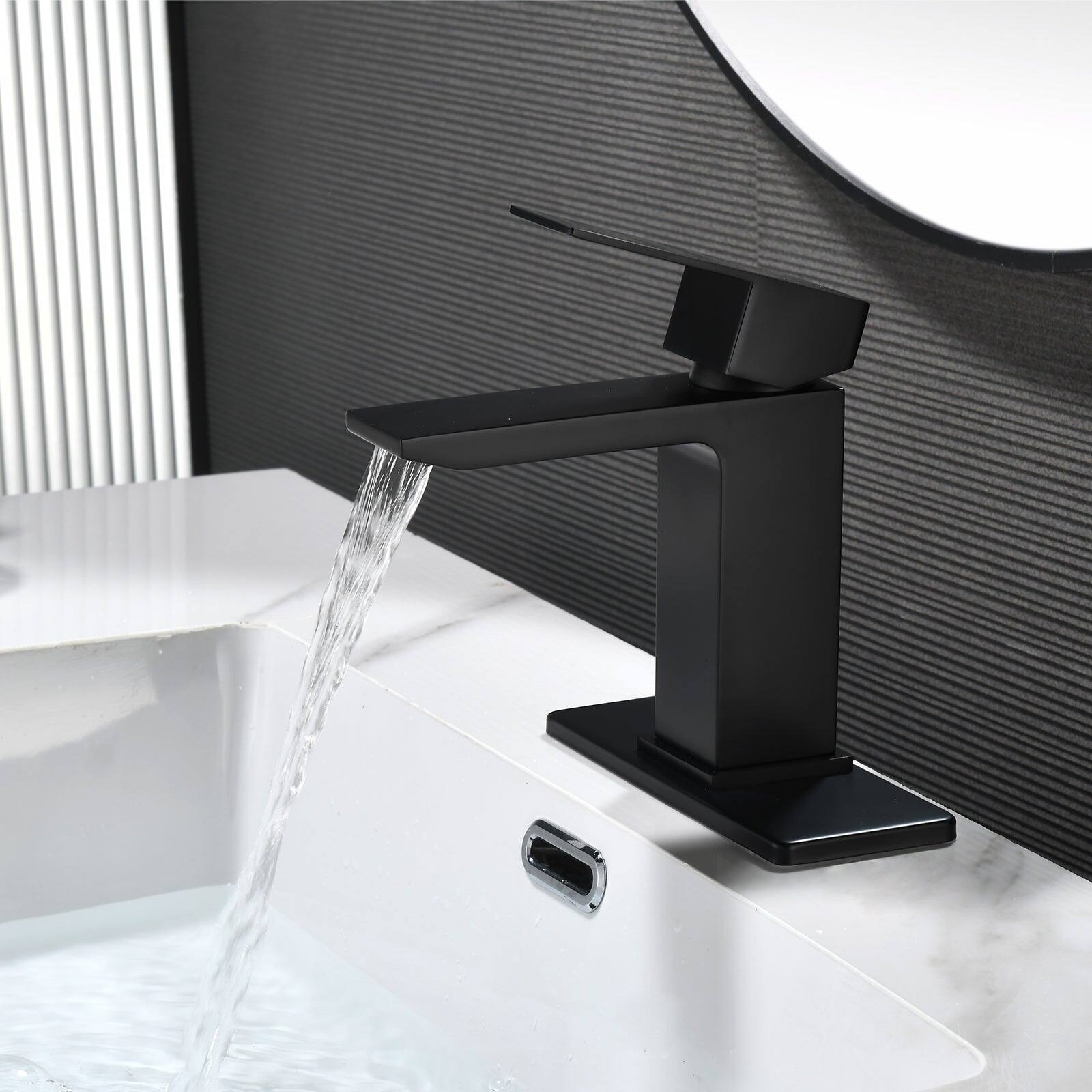 Alt View 2. Boyel Living - Black Faucet SUS304 Waterfall Spout cUPC Cartridge 60cm Supply Line Pop Up Drain - Matte Black.