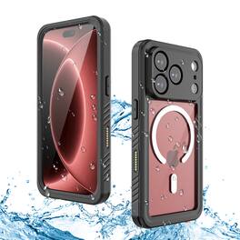 Dteck - Waterproof Magnetic Case for Apple iPhone 18 Pro Full-Body Shockproof Clear Cover with Built-in Screen Protector - Black