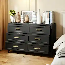 Boyel Living - 6-Drawer Metal Dresser with Smooth-Glide Storage - Black
