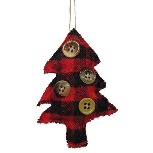 Front. BreeBe - *Buffalo Check Tree Ornament - Red.