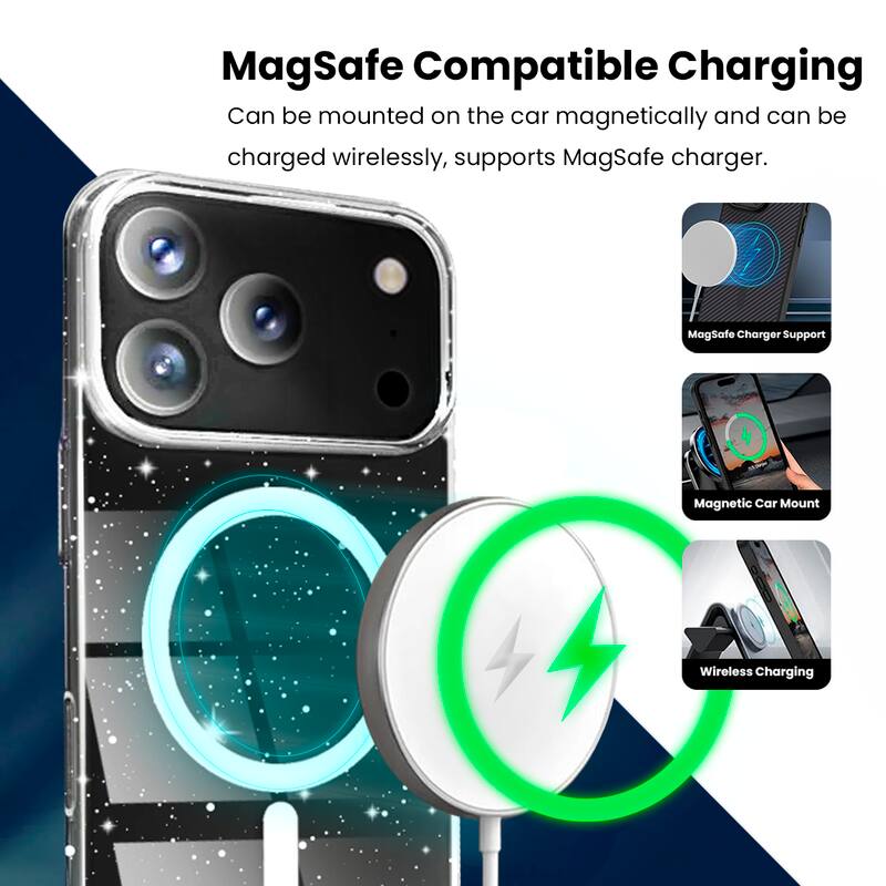 MagSafe Compatible Charging

Can be mounted on the car magnetically and can be charged wirelessly, supports MagSafe charger.

- MagSafe Charger Support
- Magnetic Car Mount
- Wireless Charging