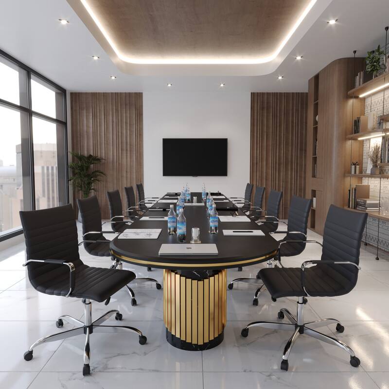 Left. LeisureMod - Harris Mid-Back Leather Office Chair Adjustable Height Tilt Computer Task Chair with 360-Degree Swivel - Black.