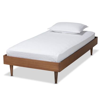 Front. Baxton Studio - Rina Mid-Century Modern Ash Walnut Finished Wood Twin Size Platform Bed Frame - Ash Walnut.