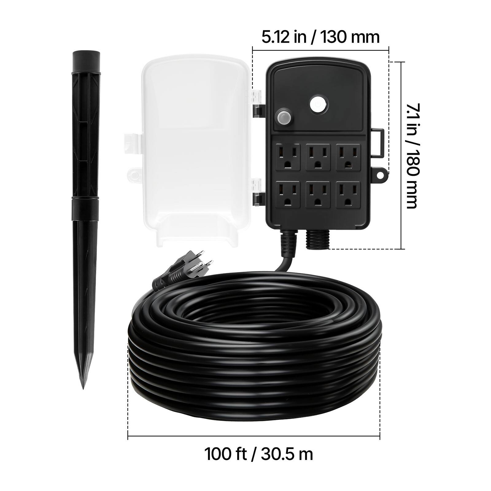5.12 in / 130 mm  
7.1 in / 180 mm  
100 ft / 30.5 m