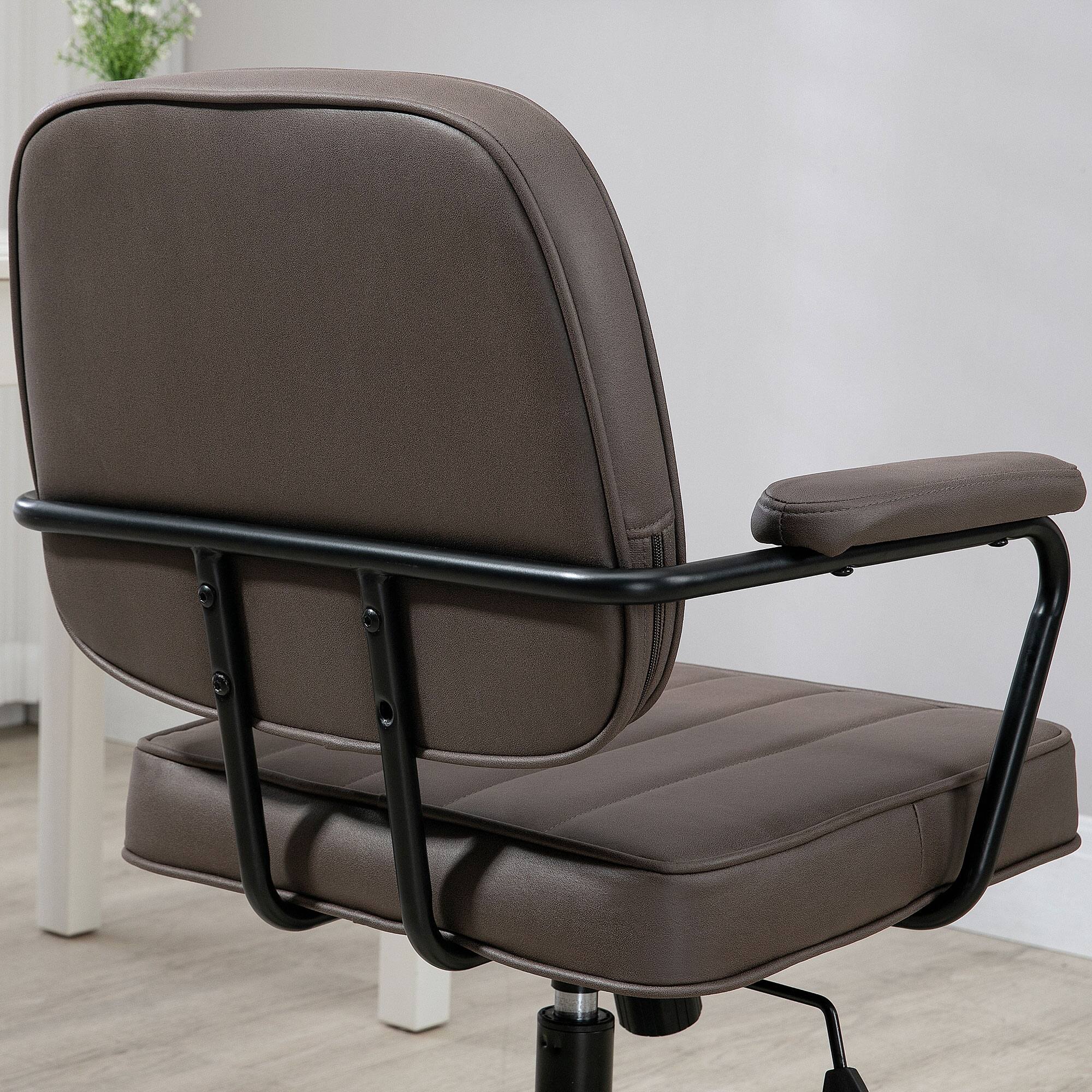 Alt View 5. Vinsetto - Home Office Chair, Microfiber Computer Desk Chair with Swivel Wheels, Adjustable Height, and Tilt Function - brown.