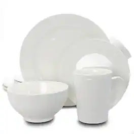 Gibson - Home Amelia Court 16 Piece Dinnerware Set Embossed - White
