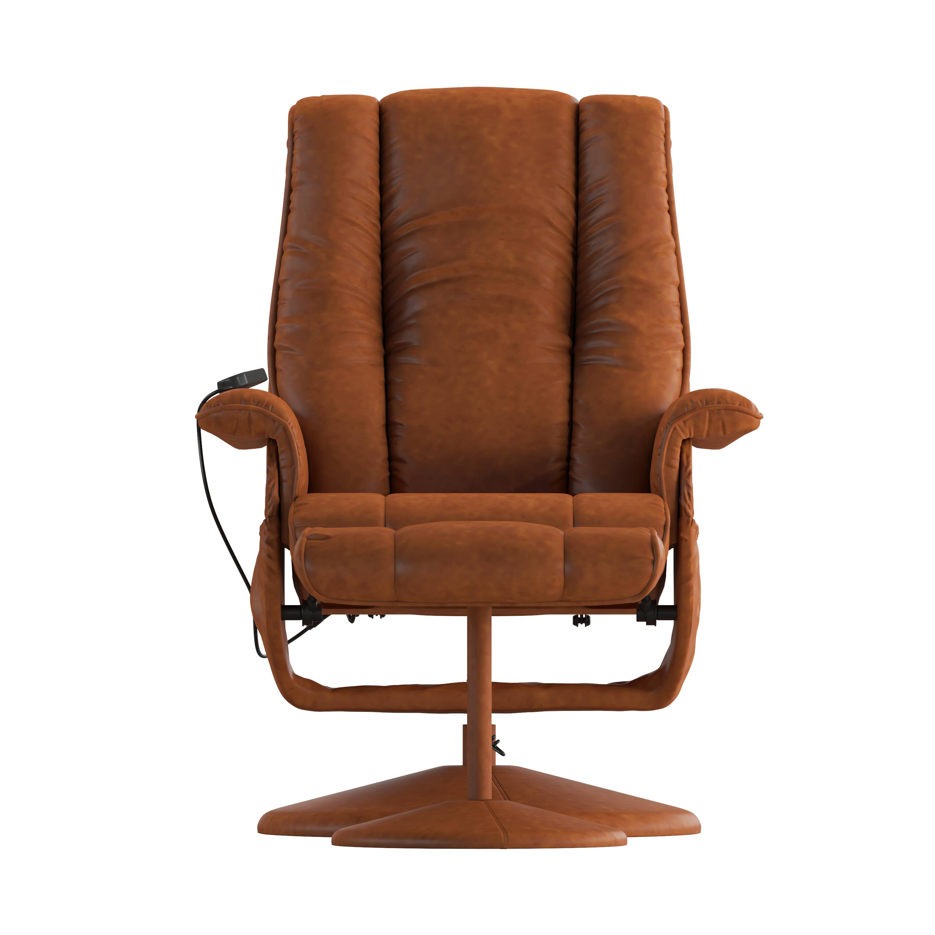 Alt View 8. Emma + Oliver - Massaging Multi-Position Recliner and Ottoman with Wrapped Base - Brown.