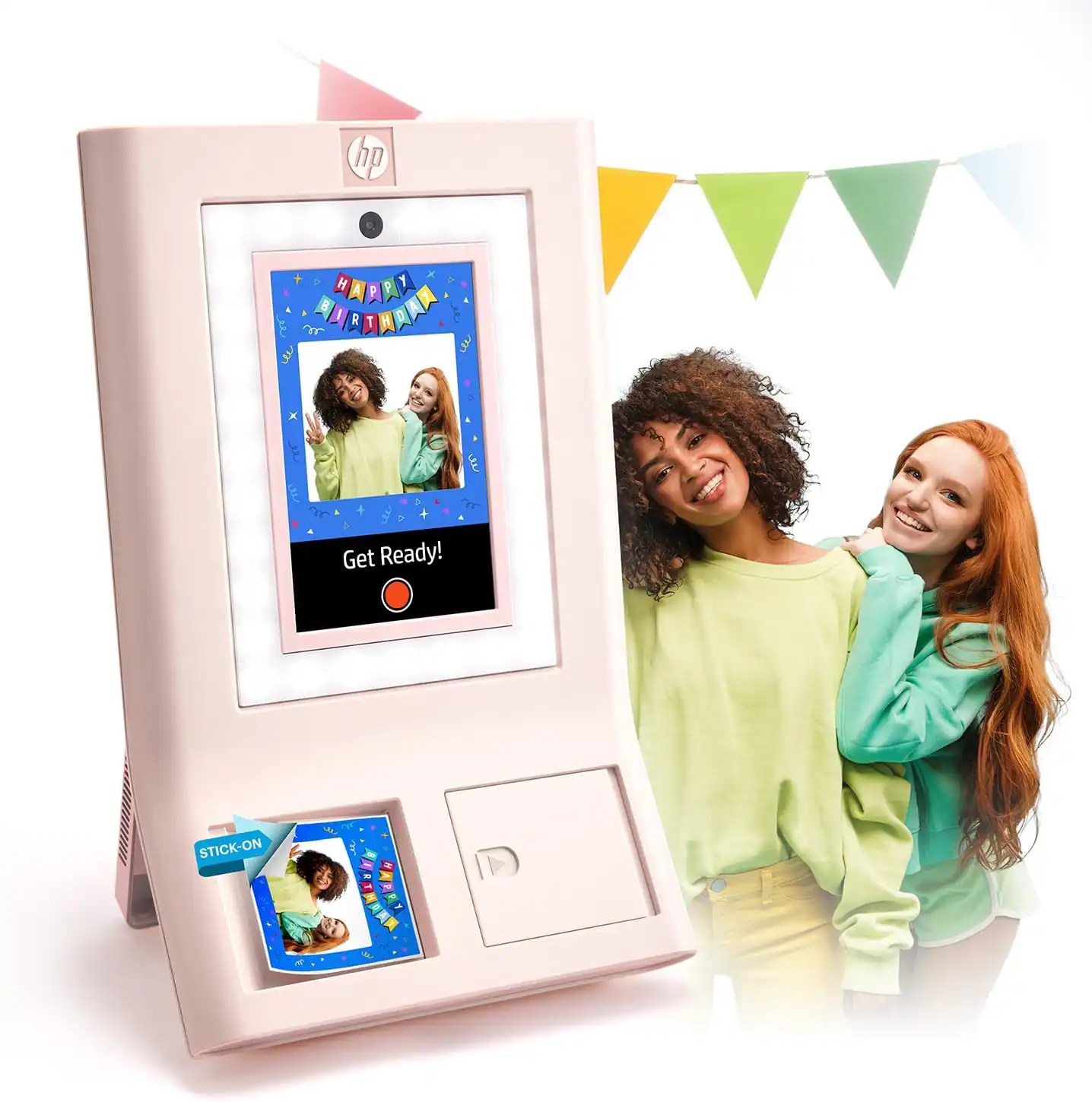HP - Sprocket Photobooth 3" x 4" Color Photo Printer with Touch Screen, LED Ring Light & Wi-Fi - Pink