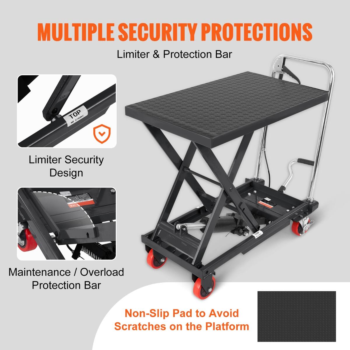 Ropilly Hydraulic Lift Table Cart, 500 lb Capacity Manual Single ...