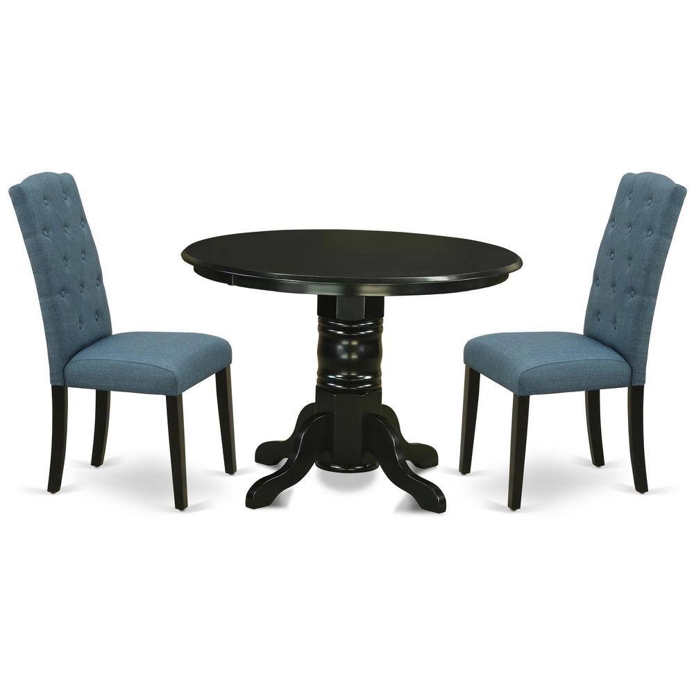 Back. East West Furniture - Dining Room Set Black - Brown.