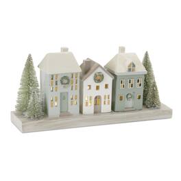 BreeBe - LED Winter Village 11.75"L - Green, Gray, White