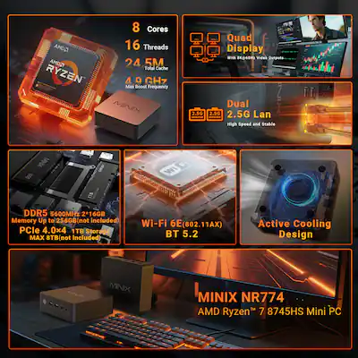 MINIX NGC NR774 Mini PC with 32GB RAM/1TB SSD, Powered by AMD MINIX NGC NR774 Mini PC with 32GB RAM/1TB SSD, Powered by AMD