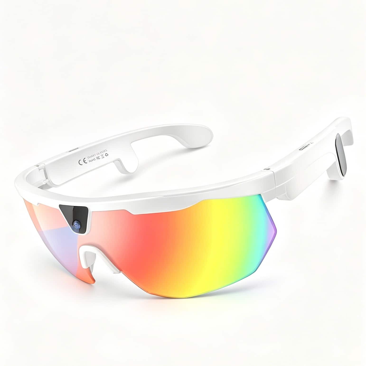 PRIMEPLUS - AI Smart Camera Glasses, 32MP Photos & 1200P Video, Voice Assistant, Real-Time Translation, IP66, 10H Music - White