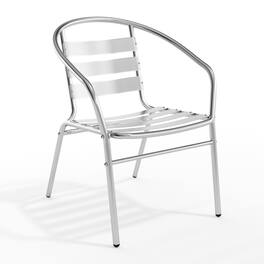Emma + Oliver - Commercial Indoor-Outdoor Restaurant Stack Chair with Triple Slat Back - Aluminum