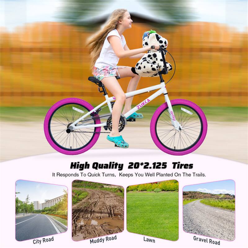 4 ZUKKA cycling High Quality 20*2.125 Tires  
It Responds To Quick Turns, Keeps You Well Planted On The Trails.  
City Road, Muddy Road, Lawn, Gravel Road
