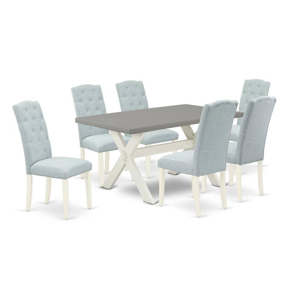 East West Furniture 7 Piece Modern Dining Set 6 Upholstered Dining ...