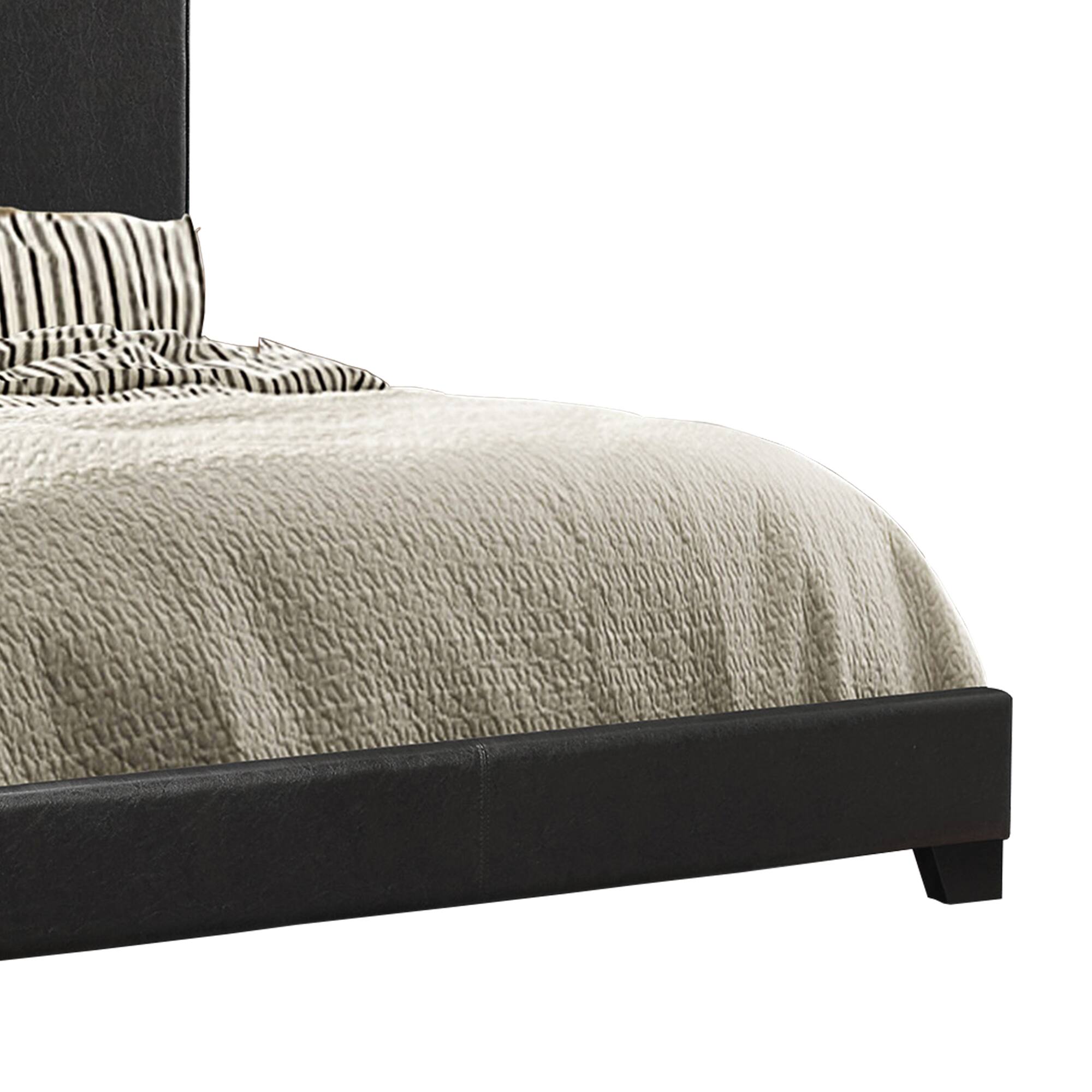 Alt View 1. Manhattan Lane - Leather Upholstered Queen Size Platform Bed - Black.